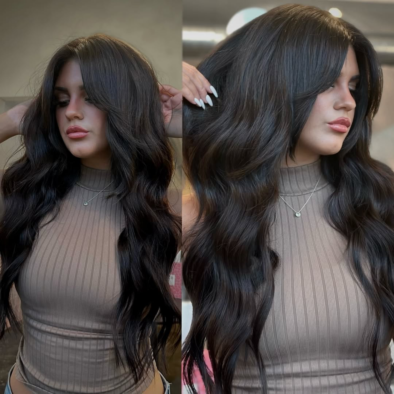 Love_The_Style_Classic_Lace_Clip_In_Human_Remy_Hair_Extensions_9_Piece_Set_Shade_1B_Natural_Black