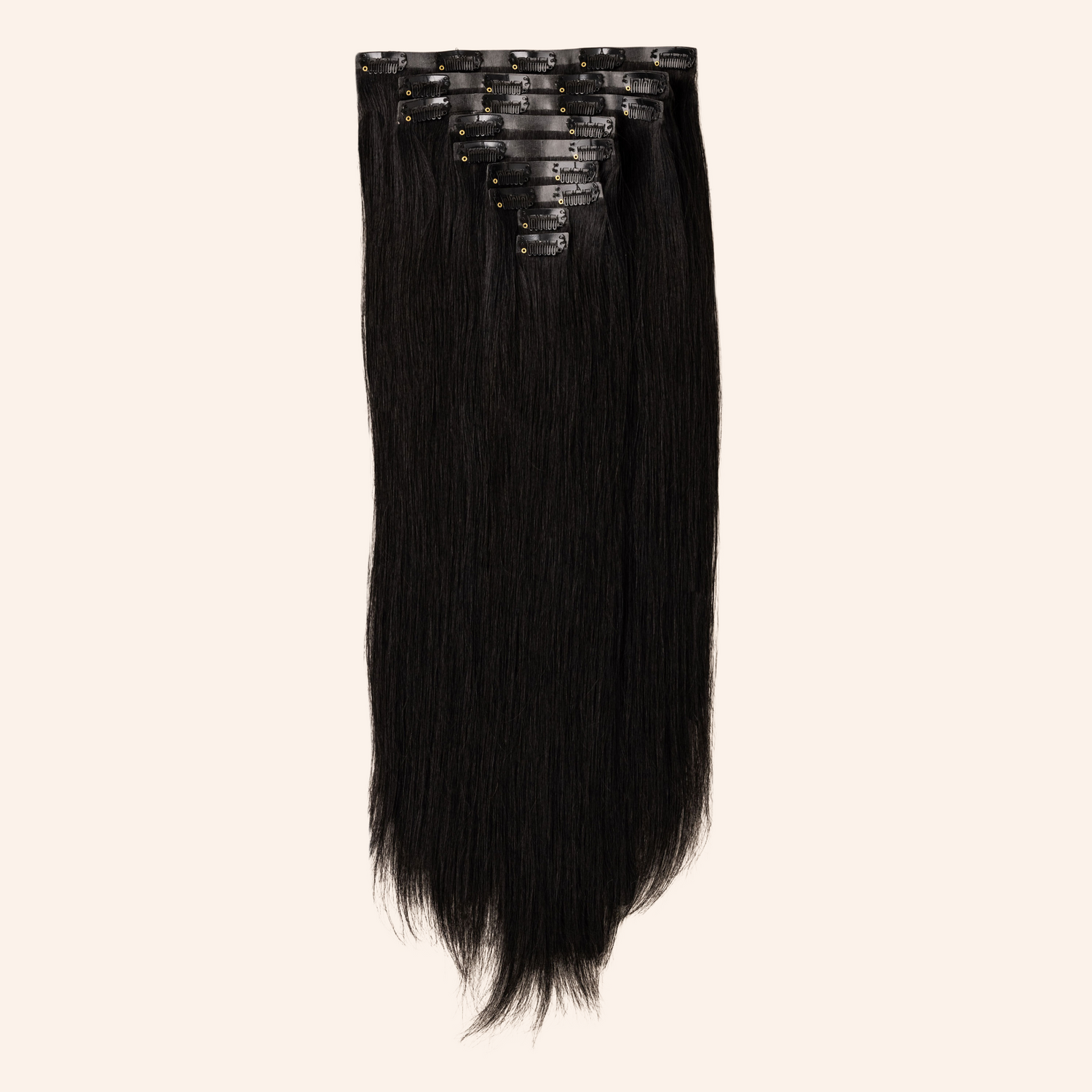 Love The Style Seamless Clip In Human Remy Hair Extensions 9 Piece Shade 1B Natural Black