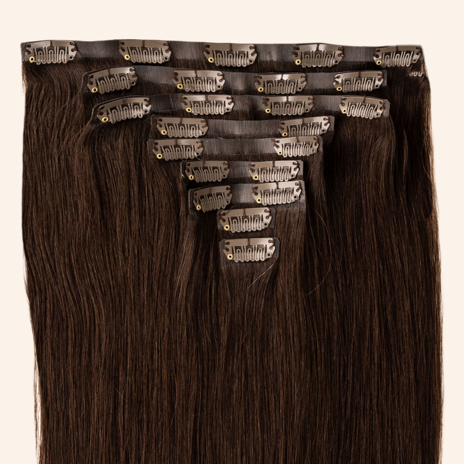 Love The Style Seamless Clip In Human Remy Hair Extensions 9 Piece Shade 2 Dark Chocolate Brown