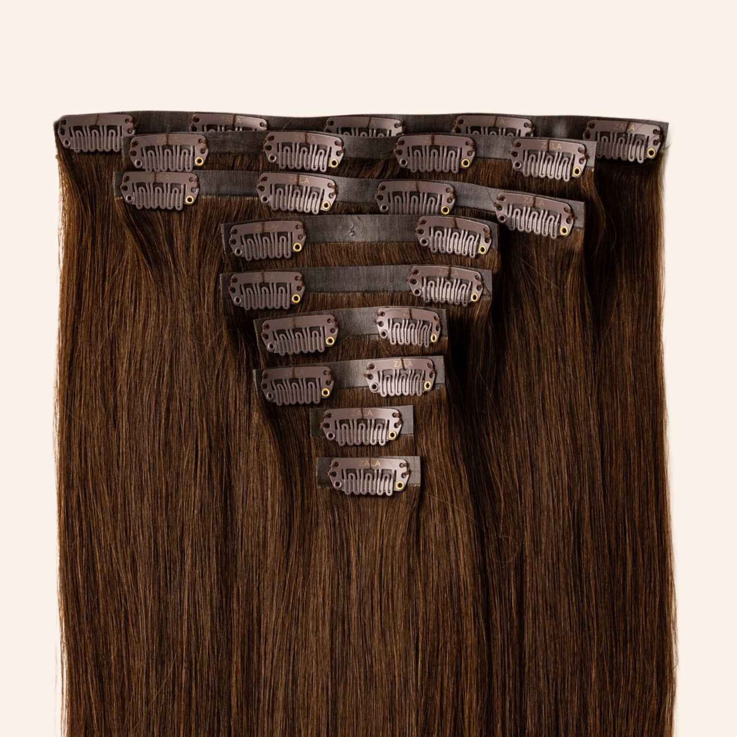 Love The Style Seamless Clip In Human Remy Hair Extensions 9 Piece Shade 5 Medium Mocha Brown