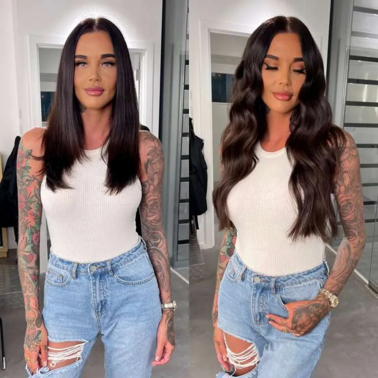 Love The Style Seamless Clip In Human Remy Hair Extensions 9 Piece Shade 5 Medium Mocha Brown